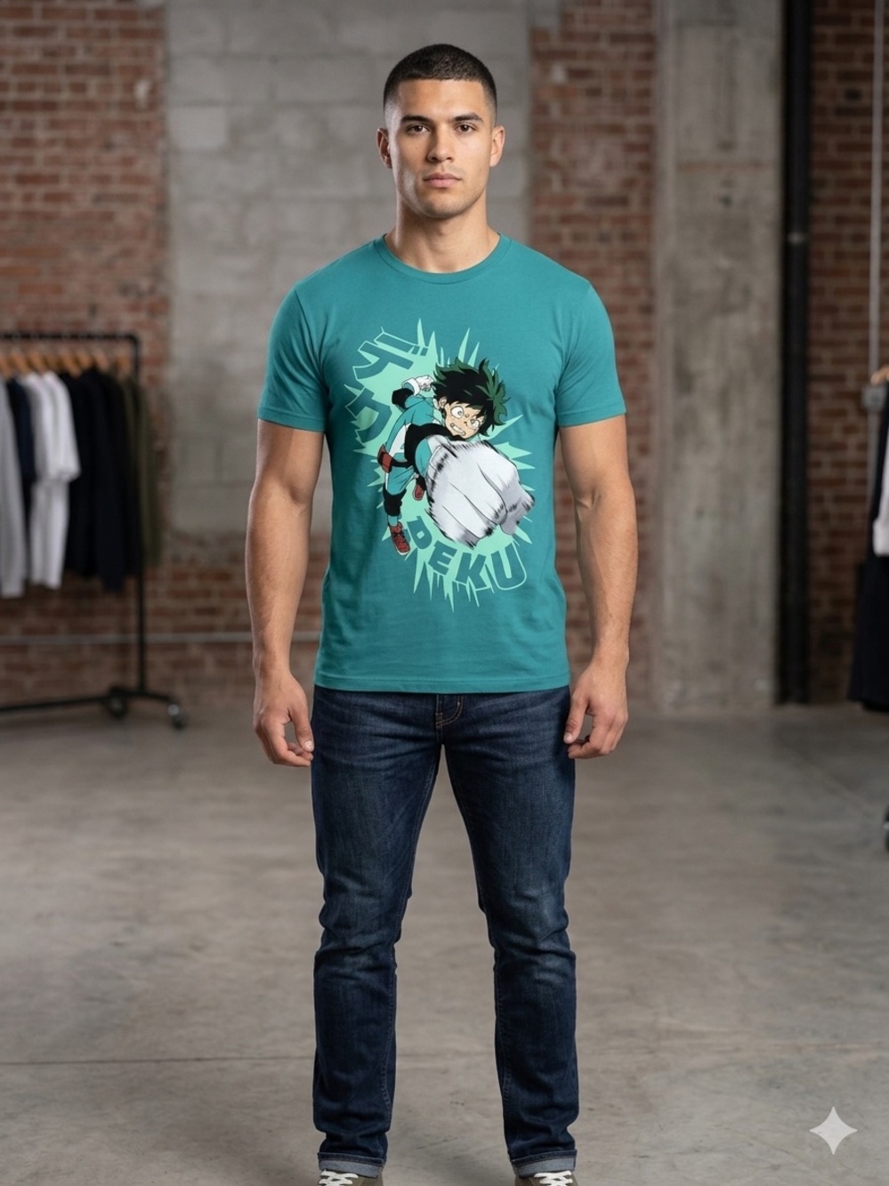 Blue Anime Graphic Short Sleeve Tee